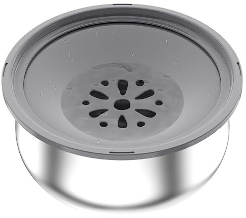 Stouchi Wassernapf für Hunde, Kein Verschütten Edelstahl Wassernapf für Hunde, Große Kapazität Hundenäpfe, Langsame Trinkwasserspender, Anti-Rutsch getragene Reise,Katzen,Grau