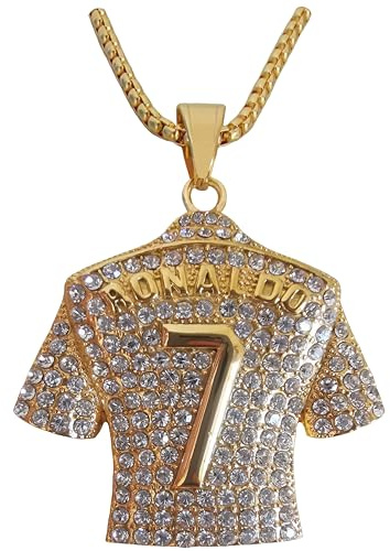 Toogod 18K Gold-plated | Silvery-plated Ronaldo-7 Soccer Jersey Number 7 Necklace for | No.7 Football Star Necklace for Men Women | Soccer Player Pendant Hip Hop Necklace