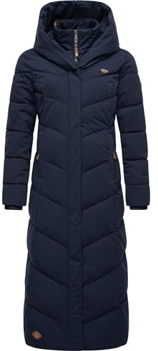 Ragwear Damen extralanger Winter-Steppmantel Natalka Extralong mit Kapuze