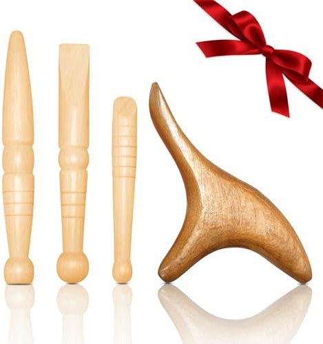 Faszienstab Holz, Premium Massageroller Holz, Faszienroll, Massage Roller, Faszienrolle,für Muskelentspannung, Körperformung, Gua Sha Massage,Anti Cellulite, Buche (H)