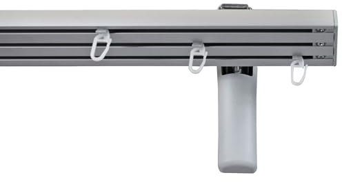 Garesa Gardinenschiene Flächenvorhangschiene Smart, 3-läufig, Alu Natur I Alu Vorhangschiene inkl. Gleiter I Wandmontage I Auch für schwere Vorhänge I 350cm