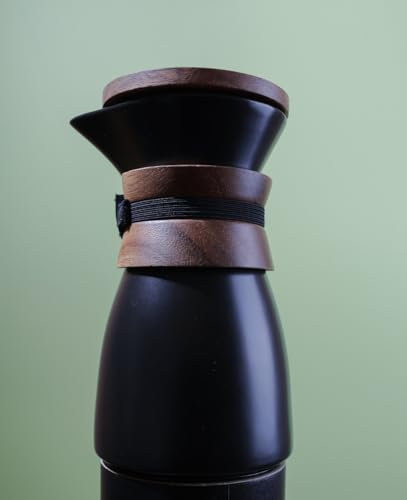 Flavee. beans Cafetière avec filtre à main - Chauffe-café avec couvercle - 600 ml - Cafetière à café en céramique avec couvercle en bois