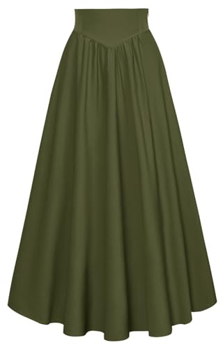 SCARLET DARKNESS Damen Mittelalter Maxirock lang Hohe Taille Trachtenrock | Elastischer Rückenbund mit Schnürung | Reißverschluss | Futter | Seitentaschen | A‑Linie | Renaissance | Freizeit | Festival