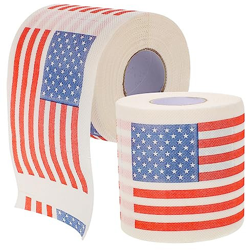 minkissy 2 Rouleaux De Papier Toilette Drapeau Américain Rouleau De Papier Hygiénique Cadeaux De Fête Pour La Fête De L'indépendance Du 4 Juillet Fournitures De Fête Pour Usage Domestique