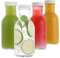 LIMILI Botellas de jugo de vidrio con tapas, paquete de 4 botellas de vidrio reutilizables de 250 ml con tapas, botellas de vidrio transparente para bebidas caseras, picnics, viajes, escuela