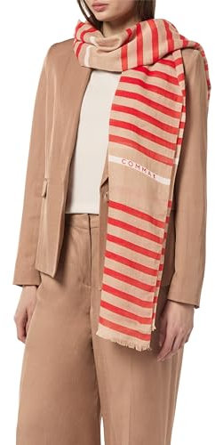 comma Leichter Schal mit All-over-Print aus Baumwollmix beige 1