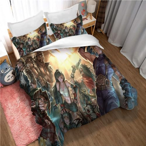 Ste-X Bettbezug Für Doppelbett, Tifa Final Fantasy, Für Mädchen Und Jungen, Weich Und Warm, Mit Verdecktem Reißverschluss, Inklusive 2 Kissenbezügen 50 X 75 cm (135x200cm,Tifa 07)