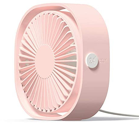 CHNNO1 Mini ventilatore da tavolo USB a 3 velocità cintura di raffreddamento portatile personale rotazione 360 angolo regolabile ufficio casa viaggi rosa