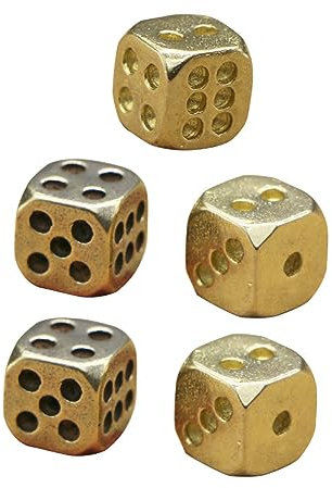 CIYODO 5St Würfel aus reinem Kupfer lichtwürfel Spielwürfel-Requisiten 6d Würfel kleine Würfelstütze RPG-Würfel kleine Spielwürfel Würfel-Requisitenspielzeug reines Kupfer