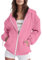 Generisch Zipper Hoodie Damen Oversize Pullover Sweatshirts mit Kapuze Sweatjacke Reißverschluss Einfarbige Kapuzenjacke Kuschel Kordelzug Frauen mit Taschen Übergangs Hoody Oberteile Hoodies