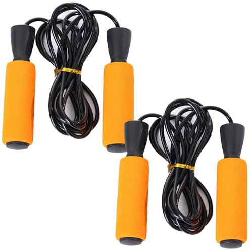 2 Stück Springseil mit rutschfest Schaum Griffe, 2.7 Meter Fitness Jump Rope Seilspringen Seil für Training Crossfit Sport Workout, Orange