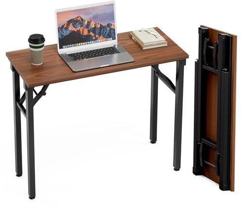 TEMI Kleiner Computertisch Klapptisch – 90,9 cm faltbarer Bürotisch, keine Montage, perfekt für kleine Räume im Schlafzimmer, Wohnheim oder Wohnung, tragbarer Mini-Schreibtisch oder Arbeitszimmertisch