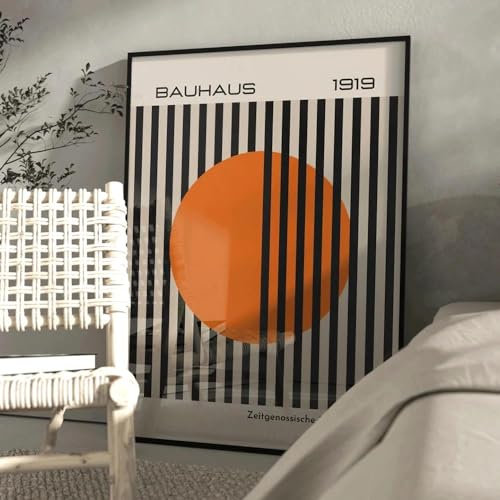 Moderne Abstrakte Bauhaus 1919 Helle Orange Getönten Retro Zeitgenössische Wand Kunst Leinwand Malerei Poster Für Wohnzimmer Wohnkultur 30X40Cm Kein Rahmen