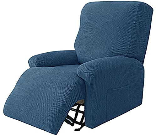 Stretch-Bezug für Liegestuhl, Jacquard-Schonbezug für Liegestuhl, Stretch-Polyester, Sesselbezug für Wohnzimmer, marineblauer Stuhlbezug