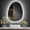 S'AFIELINA Asymmetrical Bathroom Mirror with Bluetooth, Anti-Fog, 3 Colors Adjustable Light, Time & Temperature Display, Memory Function, IP44 Waterproof Backlit LED Mirror with Lights, 60 x 45 cm
