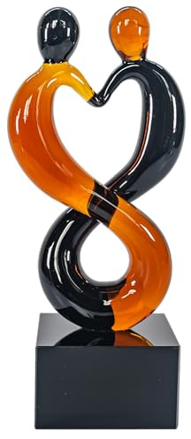 CRISTALICA Glasfigur Glasskulptur Liebe Amber/Transparent Höhe ca. 11cm Handarbeit