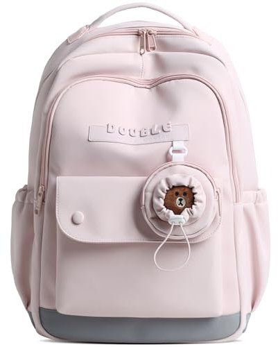 Amythe Zaino Scuola per Ragazze Media, Zainetto Bambina con Grazioso Portamonete Rimovibile, Zaino Elementari Casual Leggero per Adolescenti, Adatto per Scuola e Viaggio, Rosa