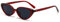 LJCZKA Retro Ovale Sonnenbrille für Damen Herren, 90er Kleine Katzenauge Sonnenbrille Mode y2k Oval Rahmen Brille mit UV Schutz (Rot Grau)