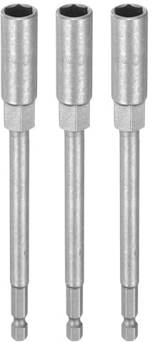 sourcing map 3pcs Nut Driver Drill Bit 10mm Metric Impact Socket 1/4 Hex Shank 6 (150mm) Extra Long 6-Point Sockets Quick-Change CR-V Steel Bolt Setter for Power Drill Drivers