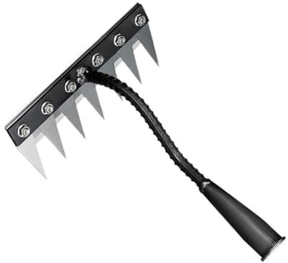 LZYWOD Rastrello da giardino in acciaio al carbonio – Strumento per rimuovere erbacce a mano a 5-8 denti, rastrello e per diserbo, cura del prato,