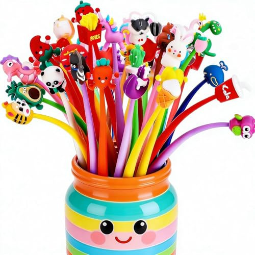 Yoosso 30 Stück Shake Kugelschreiber Set, Gelschreiber Lustige Stifte | Ideal als Geschenke Zur Einschulung, Kindergeburtstag Gastgeschenke für Studenten Büro Schüler Kinder ab 3 Jahren