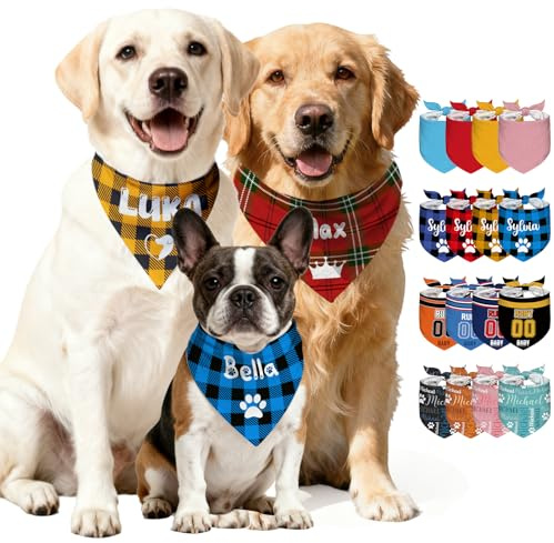Bandana personnalisé pour chien avec nom et icône, bandana personnalisé pour chiens et chats de petite, moyenne et grande taille, foulard personnalisé, écharpe pour chien, bavoirs triangulaires