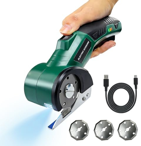 Ciseaux Electrique, Cutter Electrique Sans Fil avec Verrou de SéCurité Cutter Électrique avec Lame de Rechange Convient pour Les Plastiques Les Tapis le Feutre le Cuir et le Carton