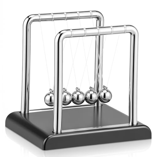 Kuanght Swing Balance Balls 9x7.5x9 cm, Physical Swinging Magnetic Balls, Cradle Motion Ball Decor for Educational Science and Office Desk Decor, Stress Relief Gadget for Adults and Children(Black)