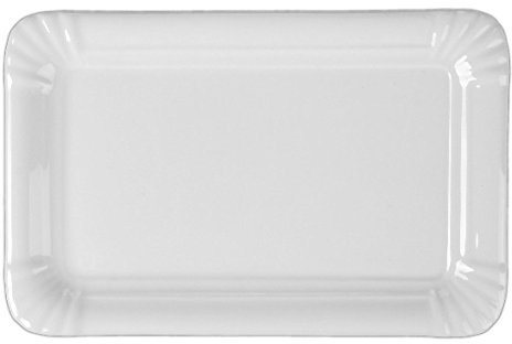 Holst Porzellan SL 008 Porzellan Rechteckplatte Pappoptik Snack Line, weiß, 20 x 13 x 2 cm, 6 Einheiten