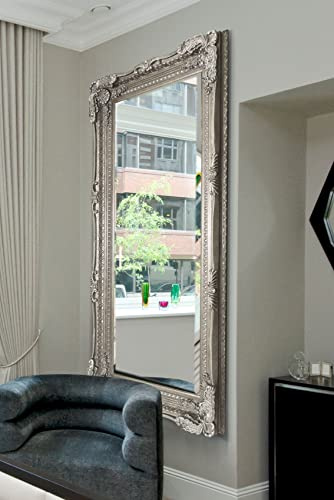 MirrorOutlet Large Silver Antique Style Wall Mirror New Rectangle 6Ft X 3Ft 180cm X 90cm