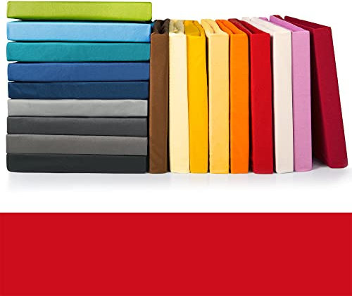 CelinaTex Jade Spannbettlaken 140x200-160x200 cm Rubin rot Microfaser Spannbetttuch Jersey Bettlaken