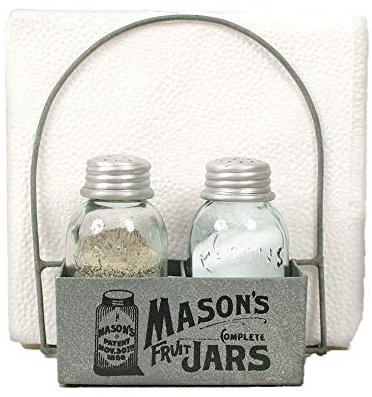 Mason's Jars Box Salt Pepper and Napkin Caddy by Colonial Tin Works