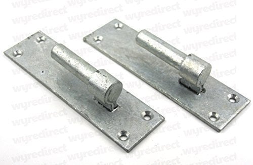 Wyre Direct 2pcs Heavy Duty Gate Hinges Brackets - Door Hinges for Wood, Garden Shed, Wooden Garden Shed, Hinge and Bracket, Wrought Iron Gates Hinge Brackets - 19mm Pin Gate Screw On Galvanised