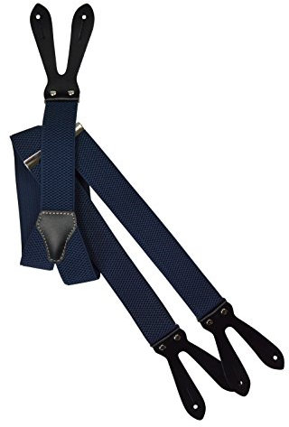 Olata Y Hosenträger zum Knöpfen | Unisex Hosenträger – 3,5 cm. Dunkelblau (Normal)