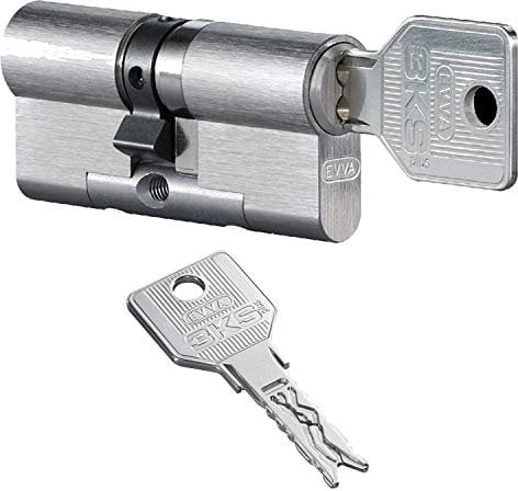 EVVA 3KS plus Doppelzylinder beidseitig KZS mit 5 Schlüssel, Länge (a/b) 46/46mm (c=92mm), Not-u. Gefahrenfunktion BSZ, spezieller Bohr-u. Ziehschutz KZS beidseitig, modulare Bauweise SYMO