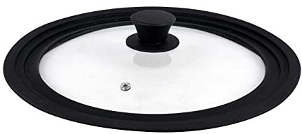 Vitrinor NEGRA Tapa de Sartén Ollas Cacerolas Multidiámetro Universal Adaptable Borde de Silicona Cristal Válvula de Vapor, 18/20/22 cm