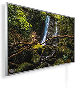 Infrarotheizung – Bildmotive – TÜV SÜD - 600 Watt + Thermostat - Weißer Rahmen (05. Wainui Wasserfälle New Zealand)