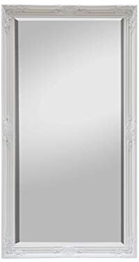 Rococo by Casa Chic - Wandspiegel aus Massivholz im Shabby-Chic-Stil, extra groß, 140 x 75 cm, Weiß