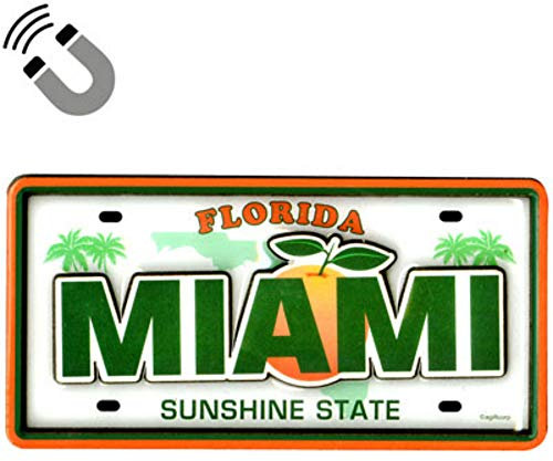 World By Shotglass Miami Florida Nummernschild, doppellagig, MDF-Magnet, 5,1 x 11,4 cm, Vintage/rustikaler Stil