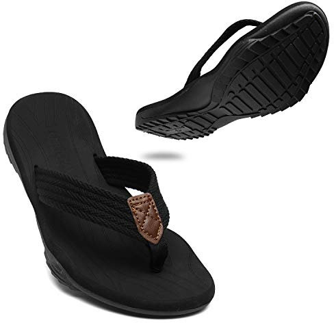 ChayChax Chanclas Hombre Deportivas Sandalias de Playa y Piscina Suave Zapatillas Antideslizante Verano Flip Flops,Negro,42 EU