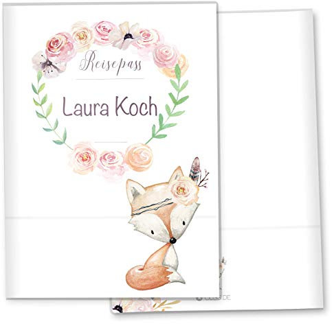 OLGS Reisepass Hülle Cute Boho Fuchs - Mit Liebe personalisierbare Schutzhülle, das Must-Have für stilbewusste Reisende