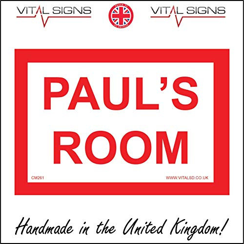 PWDirect Paul's Room Personalise Me Custom Bedroom Door Sign 150mm x 100mm .STICKER/SAV - WHITE BACKGROUND