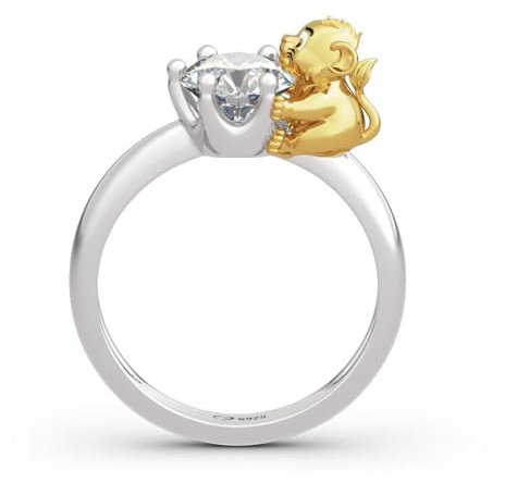 Jeulia Ring aus 925er-Sterlingsilber mit Rundschliff, Löwenkronenband, Verlobungsversprechensringe „Umarmen Sie mich“-Schmuck „König des Dschungels“ für Sie, Frauen, Mädchen (Silber, 61(19.4))