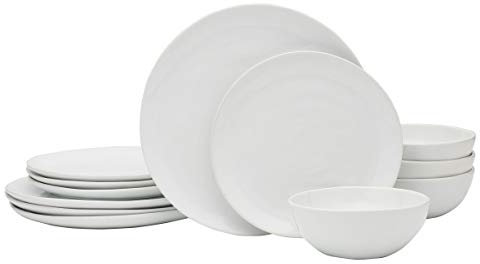 Everyday White Organic 12 piece Dinnerware Set, Service for 4