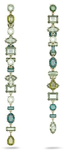 Swarovski Gema Drop-Ohrhänger, Rhodinierte, Lange Hängeohrringe mit Mehfarbigen Swarovski Kristallen