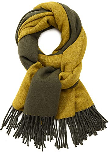 SPFASZEIV Damen Schal Cashmere Gefällt Wraps Deckenschal Spleißen Karo Schal Herbst Winter Top Qualität Warm Schals 2Farbe (Armeegrün)