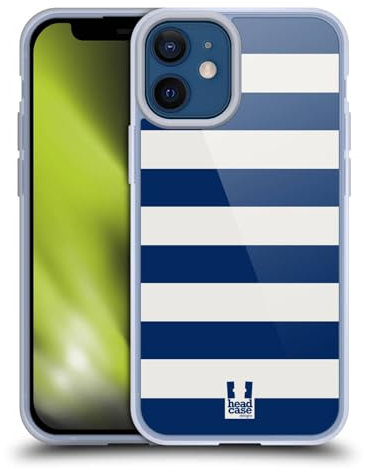 Head Case Designs Blau Und Weiss Streifen Kollektion Gelhülle [Militärischer Schutzgrad] Kompatibel Mit Apple iPhone 12 Mini Und Kompatibel Mit MagSafe