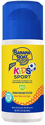 Banana Boat Sport Kids Sunscreen Roll On Lotion SPF 60, 2.5oz | Travel Size Sunscreen for Kids Roll On, Childrens Sunblock SPF 60, 2.5oz