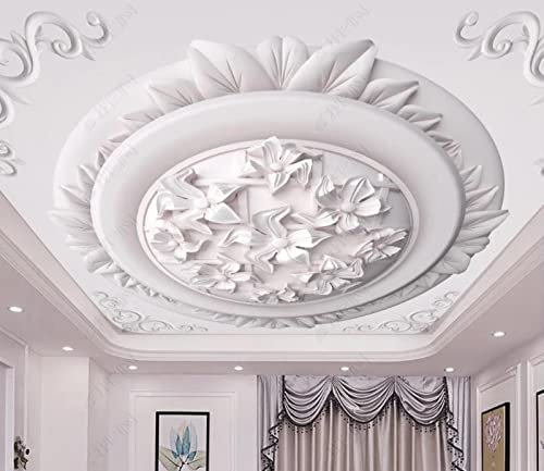 Yimesoy Personnalisé 3D Plafond Papier Peint Stéréoscopique Plafond Mural Papier Peint 3D Pour Salon Chambre Décor À La Maison 350Cm(W)×245Cm(H)