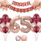 65. Geburtstags Dekorationen Weinrot für Frauen, Birthday Banner Nummer 65 Geburtstags Ballons Stern Folienballons Roségold Rot Konfetti Ballons für ihre Mutter 65 Jahre alt Geburtstag